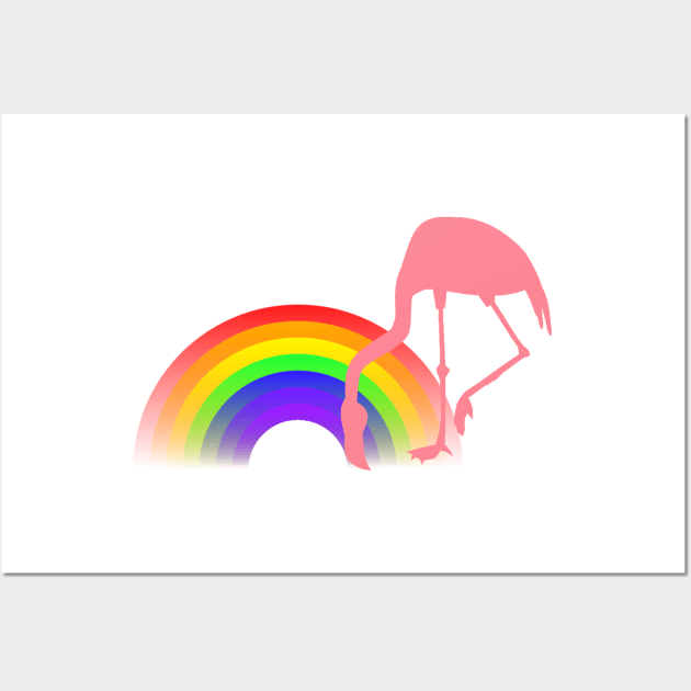 Pink Flamingo End of the Rainbow Wall Art by TammyWinandArt